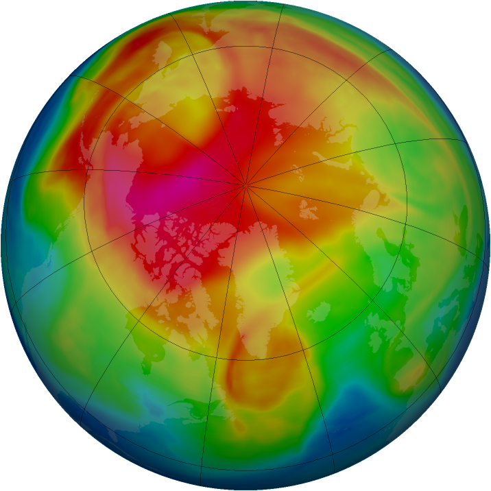 Arctic ozone map for 29 January 2006